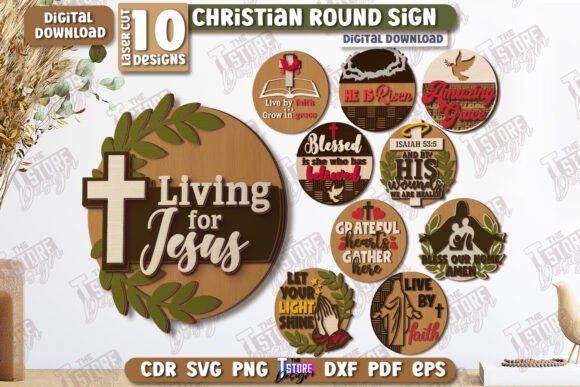 Christian Round Signs Laser Cut Bundle