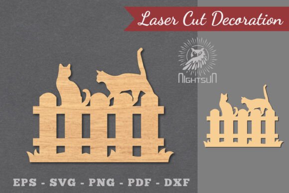 Couple Cat on the Fence Laser Cut Design