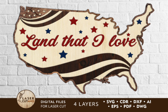 Designing Patriotic Decor with USA Map 4th July Multilayer Cut Files