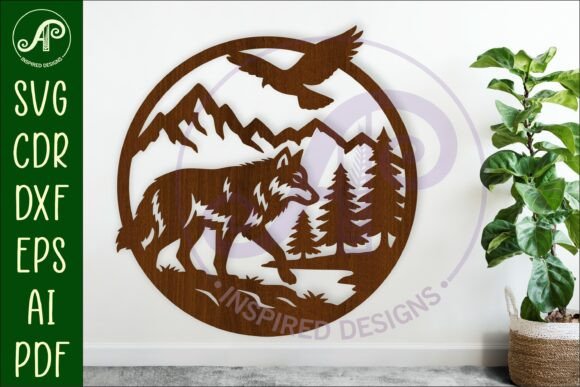 Evaluating the Grey Wolf Mountain Scene Wall Sign SVG for Professional Crafting