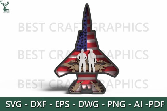 Fighter Jet Military SVG: Patriotic 3D Wall Art