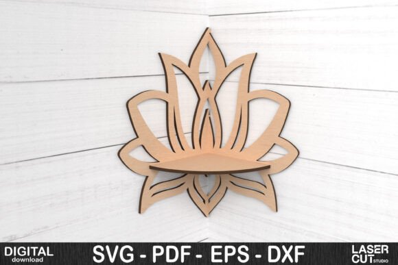 Lotus Corner Shelf SVG Laser Cut Guide