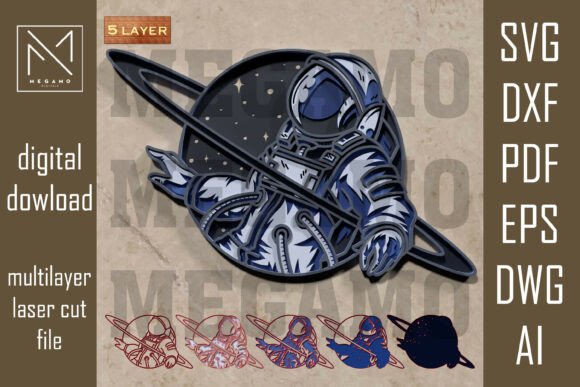 Unlock Cosmic Creativity with the Planet Ring Astronaut SVG for Laser Cutting