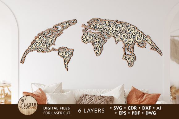 World Map Multilayer Laser Cut Files